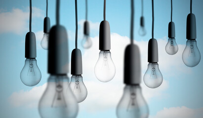 Group of light bulbs hanging