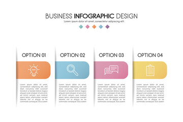Fototapeta premium Diagram with business icons and 4 steps. Infograph design. Vector