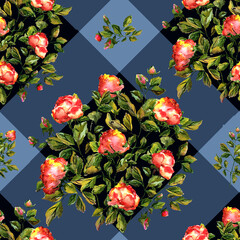 Watercolor seamless pattern. Abstract background with colorful  spring  field