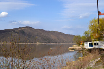 Fototapeta premium The Iron Gate, Djerdap national park, stretched along the right bank of the Danube River from the Golubac fortress to the dam on the border between Serbia and Romania
