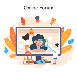 Cosmetologist online service or platform, skin care and treatment.