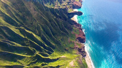 Aerial  Kalalau Valley, Na Pali Coast State Wilderness Park