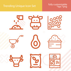 Simple set of manure related lineal icons.