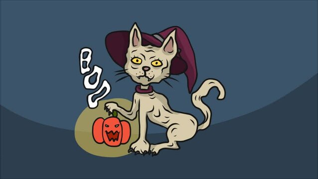 Halloween sphinx cat witch cartoon 

