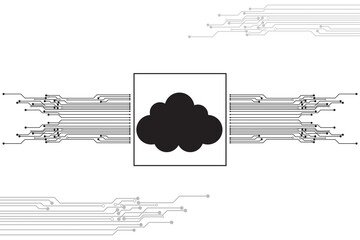 Cloud computing, Cloud computing technology internet concept, Cloud icon with circuit board isolated in white background. vector illustration