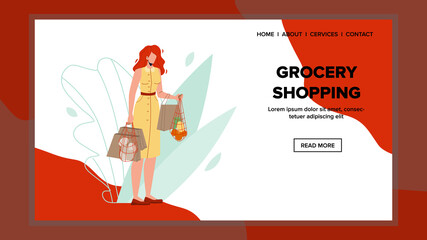 Woman Shopper Shopping Grocery Supermarket Vector