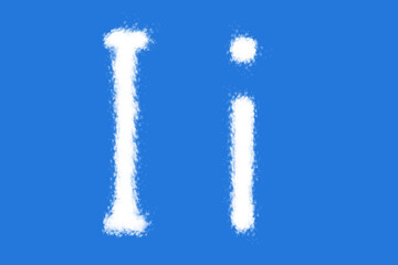 Fototapeta premium Cloud I alphabet shape on blue background