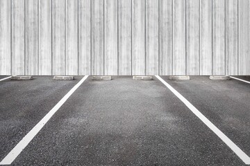 Empty car parking, Car parking lot with white mark, Parking lane outdoor in public park