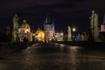 Fototapeta na wymiar Night Prague, Charles bridge