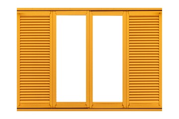 Brown metal window shutter frame isolated on white background