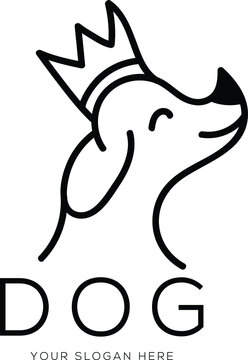 dog with crown vector logo design