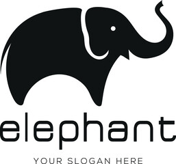 Elephant Logo design Vector Illustrator Simple modern flat black elephant vector logo template. Animal icon design inspiration