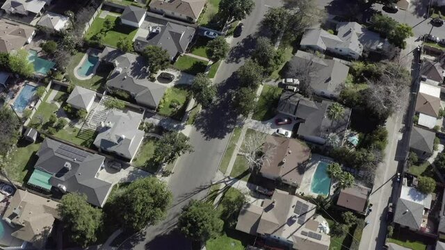 Cul-de-sac Van Nuys Residential Housing California Drone View