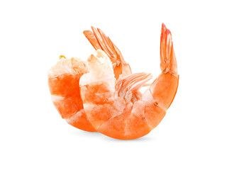 Cooked shrimp isolated on white background.