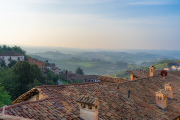 Rooftops in old village in Piedmont, Italy