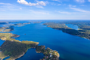Aerial photo of Stockholm archipelago in Sweden