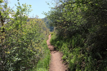 Hiking on the Grandeur Peak trail in the snowcapped Wasatch Mountain Range, Salt Lake City, Utah