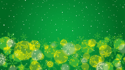 雪の結晶　キラキライルミネーション背景　緑