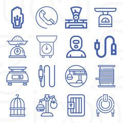 16 pack of prison  lineal web icons set