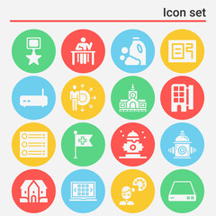 16 pack of reading  filled web icons set