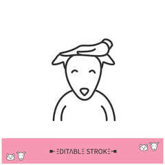 Pet care line icon. Domestic animals protection, charity and volunteering.Animal adoption.Shelter for pets.Home pets life and pet owners community concept.Isolated vector illustration.Editable stroke 