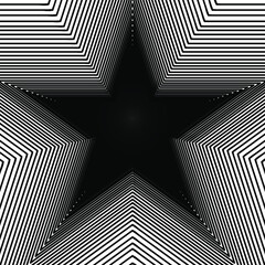 Stripes pattern. abstract geometric background. Concentric figure with alternating black and white stripes. star in lines. Repeating pattern.