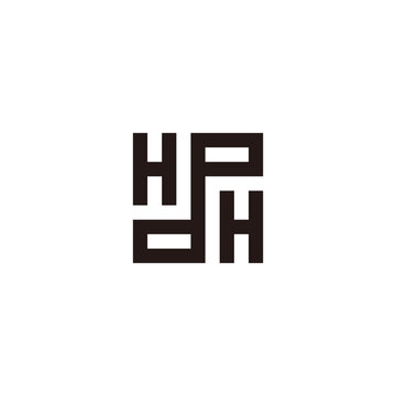 abstract letter hp geometric line square logo vector