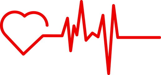 Pulse icon graphic design template vector isolated. Red Heartbeat with Heart Shape