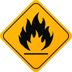 Flammable materials warning sign isolated on white background