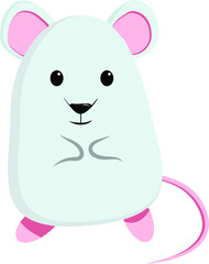 Naklejka na ściany i meble Grey mouse in cartoon style vector illustration animal symbol of 2020 New Year. Isolated on white background EPS 10