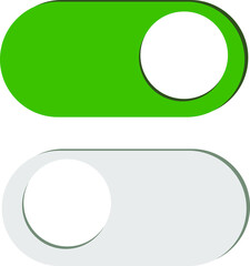 Toggle switch icon, green in on position, grey in off, vector illustration in flat design. template for mobile applications, web design