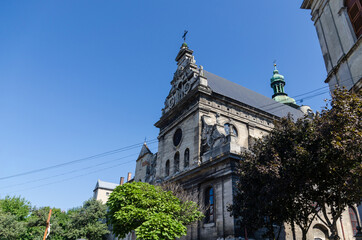 Lviv Old City architecture in the autumn sunny day