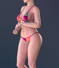 Sexy beauty woman posing in bikini swimsuit 3d illustration