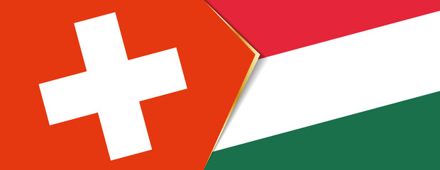 Switzerland and Hungary flags, two vector flags.