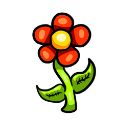 Cartoon Stylized Red Flower