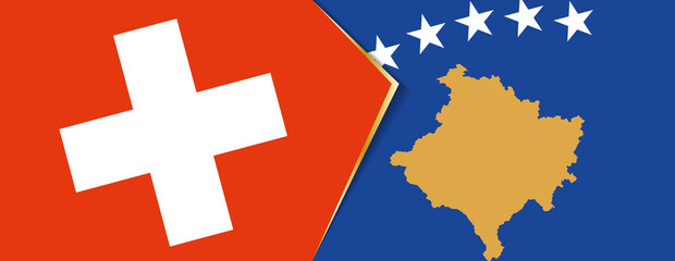 Switzerland and Kosovo flags, two vector flags.