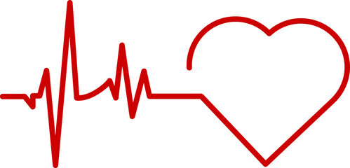 Pulse icon graphic design template vector isolated. Red Heartbeat with Heart Shape