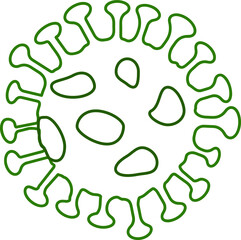 bacteria of coronavirus COVID-19. Green icon line isolated on white background