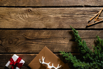 Obraz premium Christmas background with christmas tree and decorations