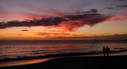 Fototapeta na wymiar Seychelles beach sunset