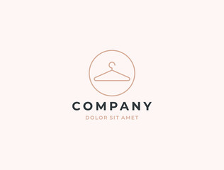 Clothes shop logo design. Hanger icon. Modern linear  logotype.