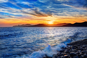 Ibiza Cap des Falco beach sunset Es Vedra in San Jose