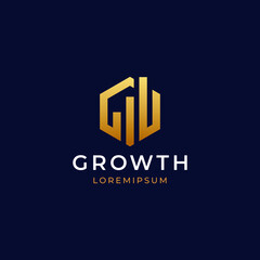 Obraz premium Grow up logo design. Success, finance, growing graph vector logotype template.