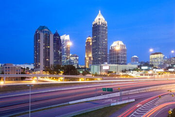 Fototapeta na wymiar Cityscape of Atlanta at night
