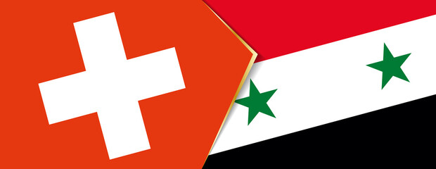 Switzerland and Syria flags, two vector flags.