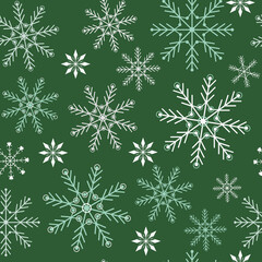 Seamless vector christmas illustration of snowflakes