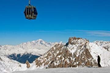 Naklejka na ściany i meble Mont Blanc from Mont Vallon in Meribel Mottaret 3 Valleys ski area French Alps France