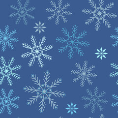 Naklejka na ściany i meble Seamless vector christmas illustration of snowflakes