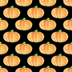 Cute hand drawn pumpkin seamless pattern, hand drawn pumpkins - great as Thanksgiving background, wallpaper, web page background, wrapping paper and etc. Halloween seamless pattern.