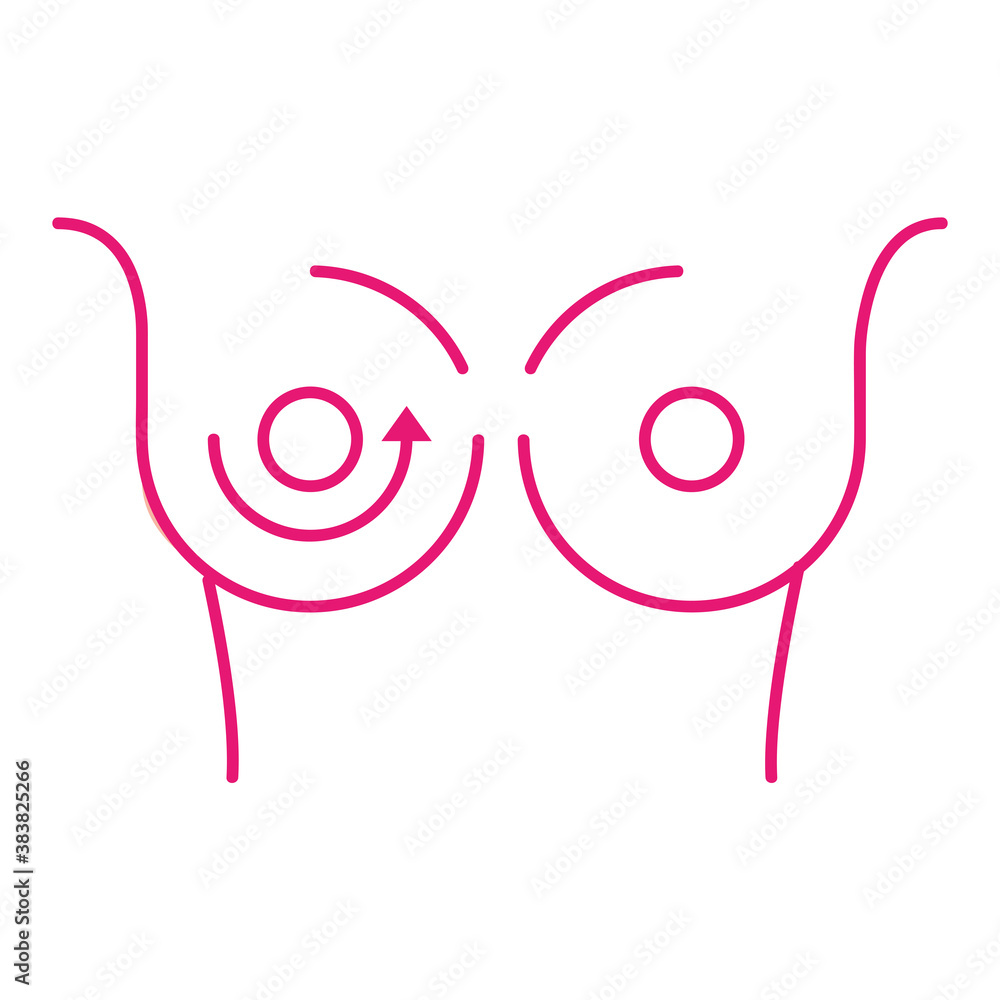 Poster breast cancer exam of female body line style icon vector design